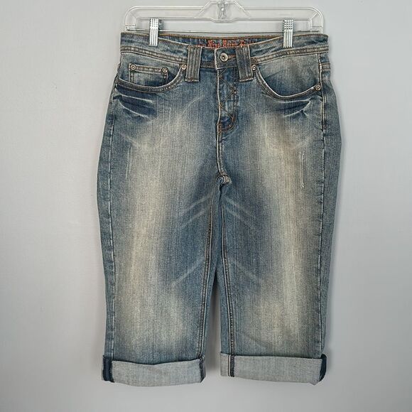 Nine Point Eight Women’s size 8 denim cropped jeans capris Y2k  with bling - Picture 5 of 12